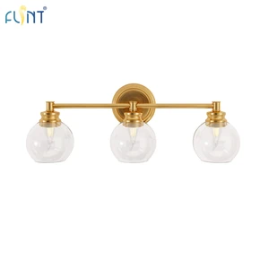 ETL Certified Modern 3-Light Polished Gold Vanity Light Fixture Bathroom Mirror Front Wall Sconce B11 LED Bulbs Included Indoor