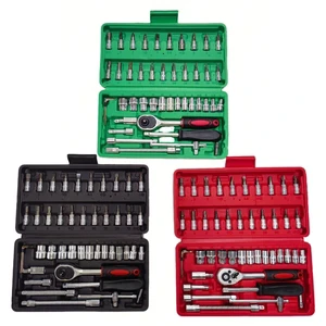 Hot Selling Hand Tools Set 46 Pcs Socket Wrench Tool Set Mechanics Tool Kit 1/4 Inch Drive All-in-one Kit for Car Household