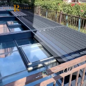 Retractable Sliding Roof Canopy Awning Glass Aluminum Frame Automated Skylight Waterproof Aluminium Skylight Awning Panels