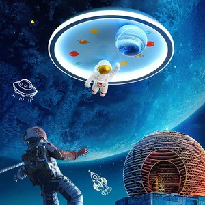 Kids Bedroom Ceiling Light Creative Astronaut Spaceman-Design Hanging Light Lamp Modern Dimmable LED Ceiling Lamp for Kids Room