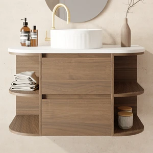 Modern Minimalist Wall-mounted Bathroom Vanity Cabinet with Double Side Open Shelves Space-saving Bathroom Storage Furniture