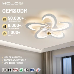 Fancy Decorative Transparent Blade LED Fan Light DC Motor 6 Gear Fan Speed Remote Control Bedroom Ceiling Fan with Light