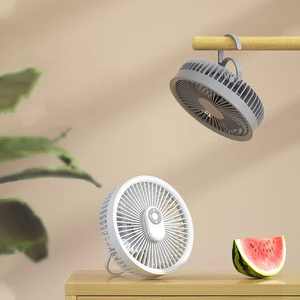 Portable White Mini Ceiling Fan With LED Light Silent Personal Air Cooling Rechargeable For Hotel Use Box Installation
