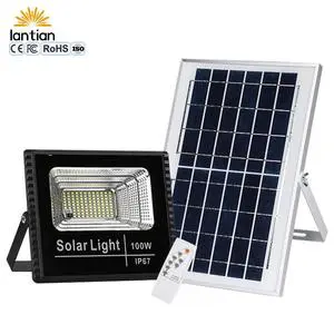IP67 Waterproof Solar Floodlights Outdoor LED Light with Remote Control for Garden Yard