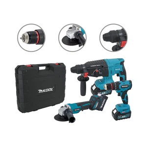 OEM ODM OBM Power Tools Set Includes One Brushless Hammer Drill and One Angle Grinder and Drill with Six Batteries and Charger