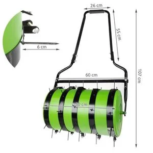 Modern Metal Lawn Aerator Roller Scarifier Garden Farm Rolling Steel Spike Tool