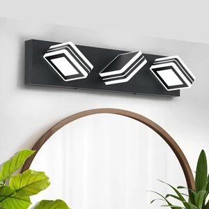 Modern Black Bathroom 50cm Makeup Vanity Mirror Light 18W Cool White Dimmable Wall Mounted LED for Shower Vanity Area