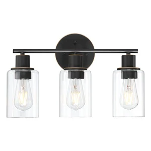 3 Light Vanity Light Fixture Bronze Finish clear Glass Shade Modern Bathroom Lamp Over Mirror Wall Light Bathroom Wall Lamps
