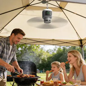 18 Inch Portable Ceiling Fan with Light 12000mAh Rechargeable Battery Operated Hanging Fan for Patio Canopy Tent Porch Garage