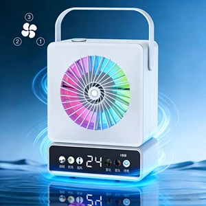 Colorful Light USB Powered Portable 3-Speed Air Cooling Fan Long Battery Life Mute Multifunctional Humidifying Fan For Home