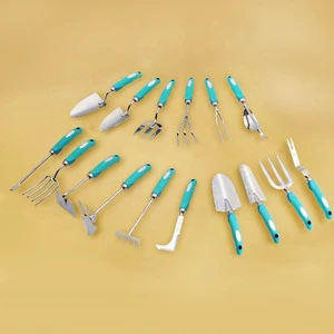16pcs Stainless Steel Garden Hand Tool Set Plant Tools Kit with Shovel Spade Fork Rake Hoe Weeder