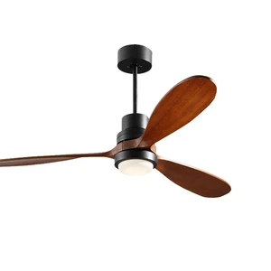 New Arrival High Quality Modern Simple Electric Remote Control 52 Inch Solid Wood Blades DC Motor 6-Speed Ceiling Fan LED Light