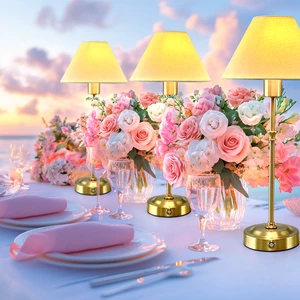 High Quality Wholesale Dining Light Rechargeable Fabric Table Lamp for Wedding Restaurants Lamp Battery Led Table Lamp