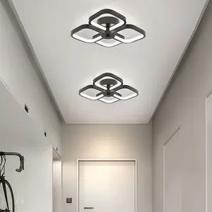 Fancy Simple LED Iron PS Flush Mounted for Bedroom Indoor Cloakroom Decor Black Panel Modern Nordic Metal Square Ceiling Light