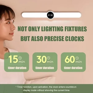 LED Modern Night Light Desk Lamp with Clock USB Rechargeable Magnetic Base Dimming High CRI 90 for Office/Study Use