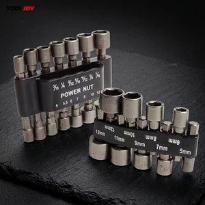 14 in 1 Industrial Grade Hex Shank Power Nut Socket Set-Metric & SAE Strong Magnetic for Air & Electric Tools DIY OEM