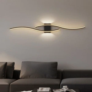 JACKSUN Modern Metal Gold Black LED Wall Sconce Lighting Plug In Wall Lamp Dimmable With Remote Control 39.4inch Length