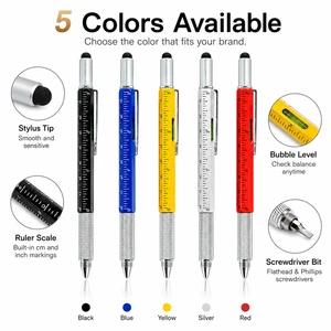 Wholesale 6-in-1 Engineering Pen Touch Screen Stylus, Inch Scale, Screwdriver & Ballpoint Pen For DIY/Home/Office Use