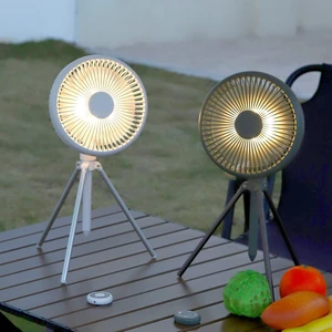 Portable USB Rechargeable Mini Fan With LED Lamp Rotating Desktop Camping Fan For Outdoor Use Remote Control Box Installation