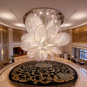 Decoration Banquet Hall Crystal Light Large Hotel Lobby Customized Crystal Flower Shape Chandelier Lighting