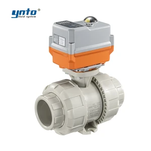 Double Union PPH Electric Ball Valve UPVC/GF Dn50 2 Way Water Garden Agricultural Irrigation OEM Customizable YNTO Brand CE