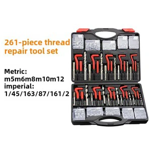 261 Pieces Thread Repair Tool Tap Drill Bit Set Hand Self-Tapping Screw Sleeve Threading Tool Wire Sleeve Repairer Hard Case