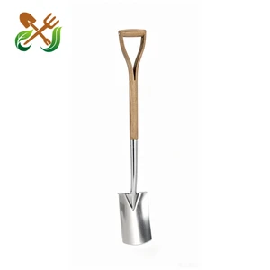 Rust Proof Polished Stainless Steel Square Garden Spade Comfort Y-Grip Ash Wood Handle Digging Shovel For Garden Tree Transplant