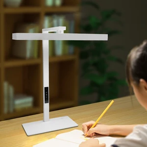 24W Dimmable LED Desk Lamp with Voice & Touch Control Study Lamp with 3 Color Modes Clamp/Base 2-in-1 Design for Home Office