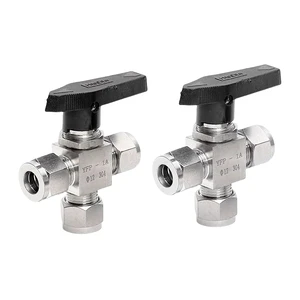 Stainless Steel 3 Way Ball Valve OD Compression Ferrule 3/4/6/8/10/12-20mm 1/4