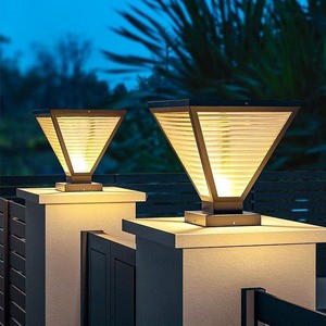 Modern European Gate Post Lamp Landscape Security Waterproof Outdoor Gate Yard Garden Decoration Solar Led Pillar Light