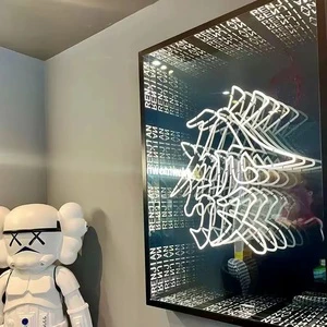 Wholesale Infinity Kaws 3D Mirror Neon Sign Easy Install ACryl Glass Sign With LED Light Source For Decoration