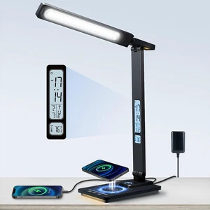 LED Desk Lamp with Wireless Charging & USB Port, Eye-Caring Dimmable Table Lamp for Home Office