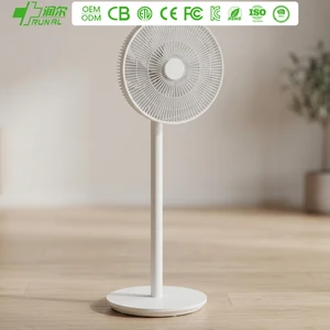 RUNAL 12 Inch Smart 360 Degree Oscillating Rechargeable Battery Electric Floor Standing Fan Remote Adjustable Height Tuya WiFi