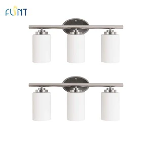 Modern 3-Head Bathroom Vanity Lighting Mirror Front Wall Light Brushed Nickel Glass Bulb 120V ST58 7W 2700K for Home Vanity