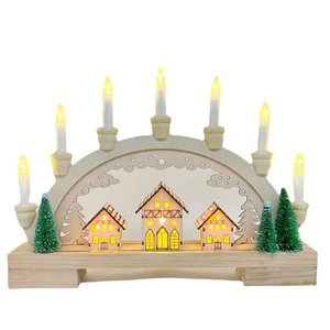 Wooden Christmas Led Bridge Light Ornaments Scene Decoration Home Semi-circular Creative Decorations Holiday Atmosphere Lights