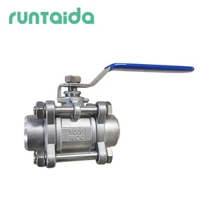 ASTM A351 1/2 Inch 1 Inch 3 Inch DN25 PN40 Stainless Steel Cf8m Ss 3pc Npt Ball Valve