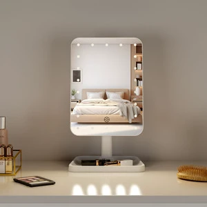 Best Desktop Manufacturers Square Portable Table Lighted Vanity Mirror With Lights Rechargeable Makeup Led Cosmetic Mirror