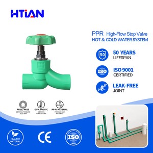 PPR High Flow Globe Valve Large Bore Stop Valve Socket Fusion For Main Pipeline Water Supply, Hot Sale PN25 DN20-63mm