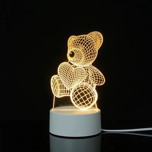 Popular Holographic LED Night Light Lamp Acrylic And ABS Material Decorative Projector Lamp For Bedroom Desktops