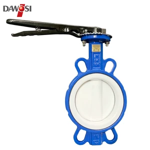 Ductile Iron Acid Resistant Handle Manual Butterfly Valve GB ANSI JIS PTFE Lined Valve Plate Source Factory