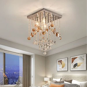 Wholesale Modern LED Crystal Ceiling Lamp Iron Base for Bedroom Corridor Aisle Foyer Entrance Balcony Living Room