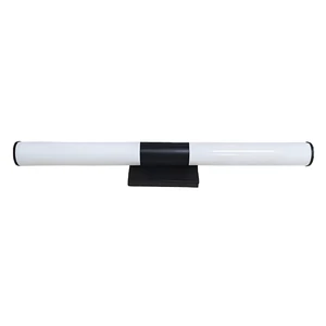 Hotel Home White Acrylic Shade Bathroom Wall Mounted Bath 24 36 Inch Black LED Vanity Light in Matte Black