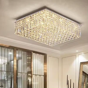 Living Room square Shape Modern Fixtures Crystal Ball Dimmable Ceiling Light Luxury Chandeliers Lamp