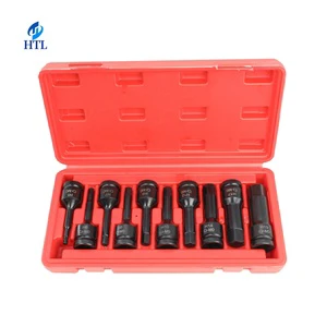 HTL 10 Pieces 1/2 Inch Pneumatic Impact Hex Screwdriver Wrench Socket With Extended Pneumatic Wrench