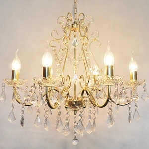 Classic Candle Hanging Modern Lamp Luxury Acrylic Pendant Light Living Room Wedding Drops Bedroom Gold Crystal Chandelier Light