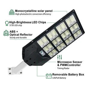 Factory New Design ABS Engineering Wholesale Hot Sale Design All in One LED Solar Street Lamp Street Light With Remote