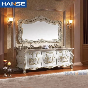 Luxury Classic Complete Set Modern European American Italian French Style Solid Wood Bathroom Vanity Cabinet LED Mirror Water