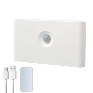 Rechargeable LED Night Light Touch & Motion Sensor White ABS Body Small Wall Lamp for Bedroom Closet & Hotel Use