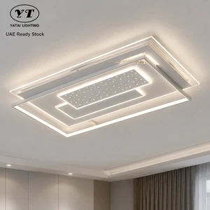 Modern Led Acrylic Iron Ceiling Lamp 240W Remote Control Dimmable Tri Color Surface Mount For Living Room Bedroom