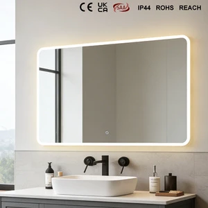 NewThingLine 137x83cm Modern Anti-Fog LED IP44 Touch Screen Frameless Wall-Mounted Bathroom Mirror Lamps Vanity Dimmable High
